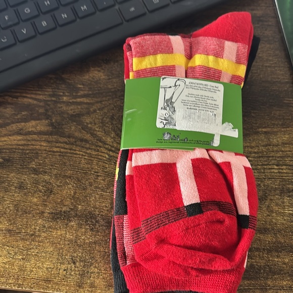Kate Spade Red Crew Socks with White Detail - Picture 2 of 2